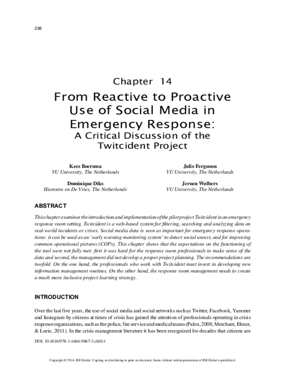 (PDF) From Reactive to Proactive Use of Social Media in Emergency Response