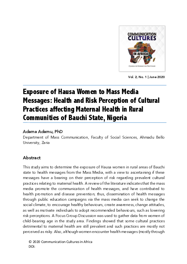 (PDF) Exposure of Hausa Women to Mass Media Messages: Health and Risk ...