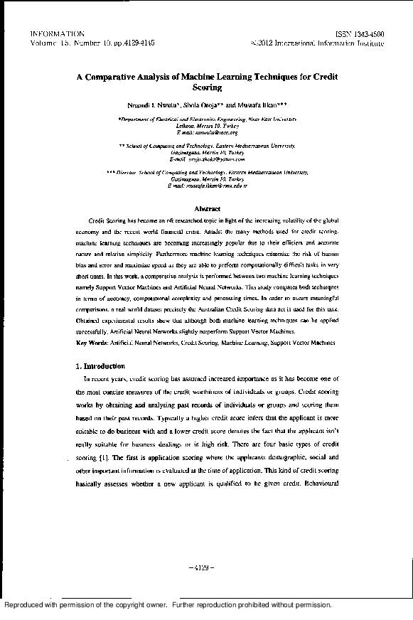 (PDF) A Comparative Analysis of Machine Learning Techniques for Credit ...