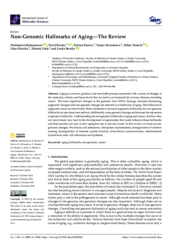 (PDF) Non-Genomic Hallmarks of Aging—The Review
