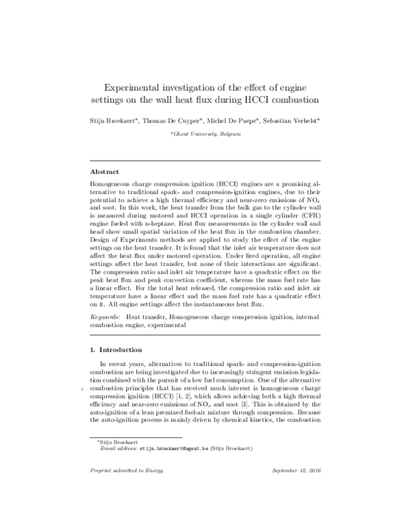 (PDF) Experimental investigation of the effect of engine settings on ...
