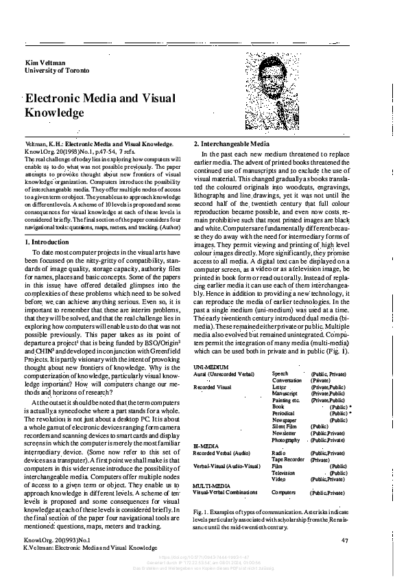 (PDF) Electronic media and visual knowledge