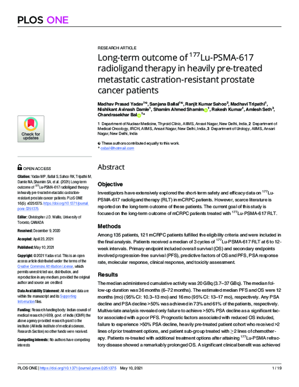 (PDF) Long-term outcome of 177Lu-PSMA-617 radioligand therapy in ...
