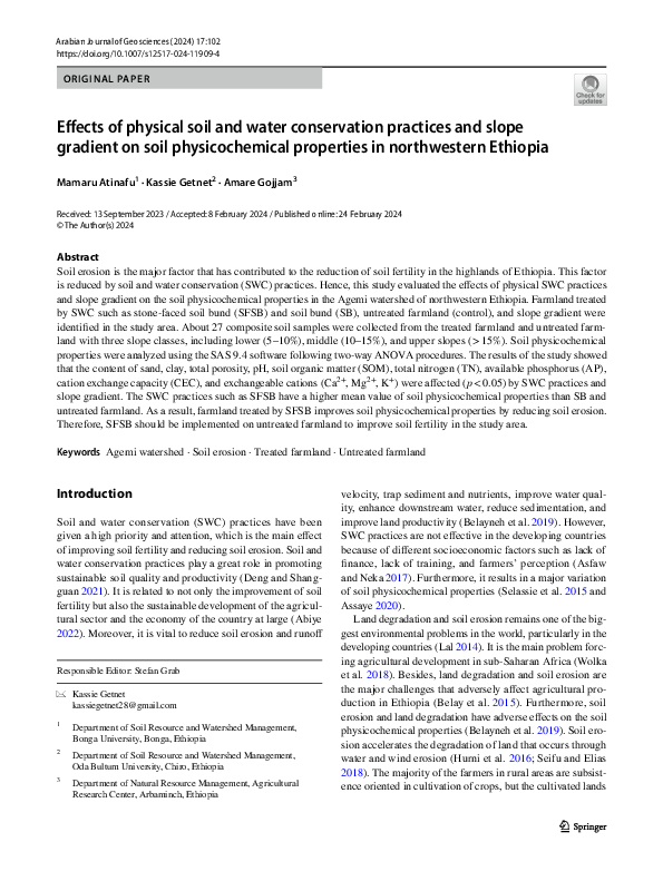 (PDF) Effects of physical soil and water conservation practices and ...
