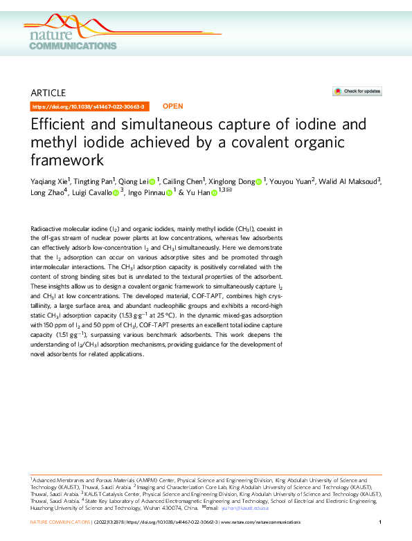 (PDF) Efficient and simultaneous capture of iodine and methyl iodide ...
