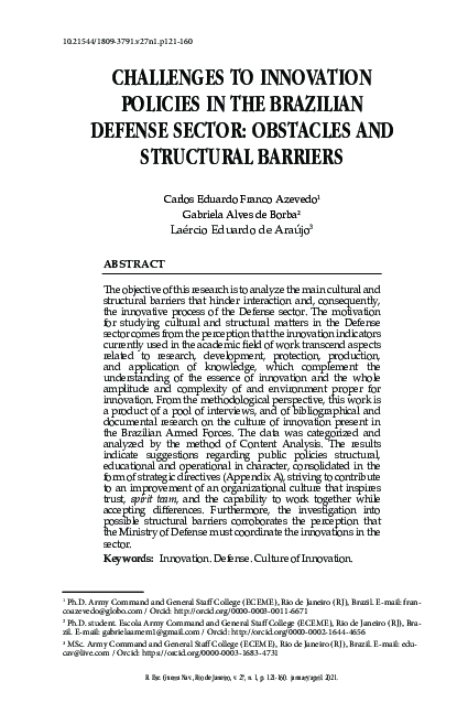 (PDF) CHALLENGES TO INNOVATION POLICIES IN THE BRAZILIAN DEFENSE SECTOR ...