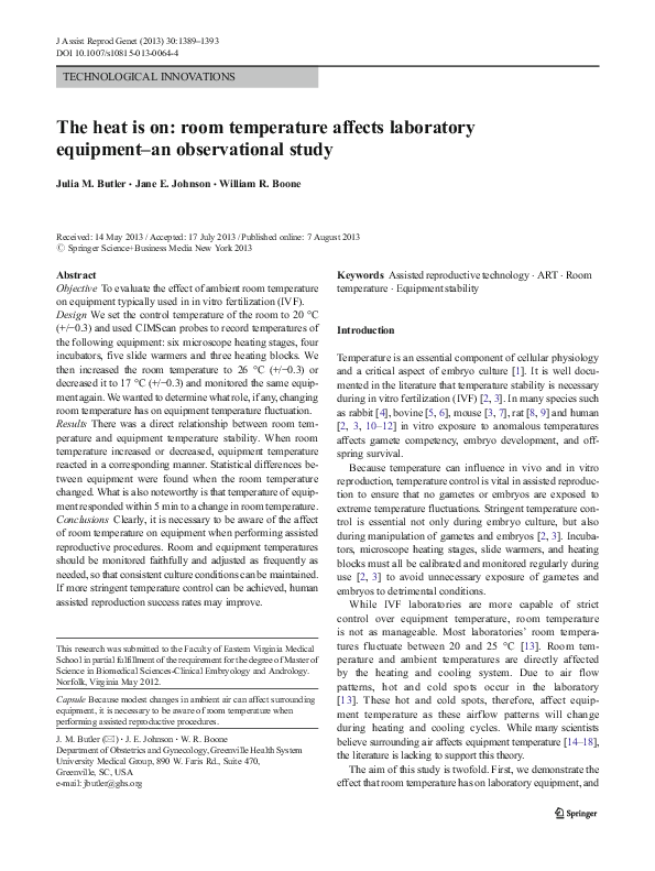 (PDF) The heat is on: room temperature affects laboratory equipment–an ...
