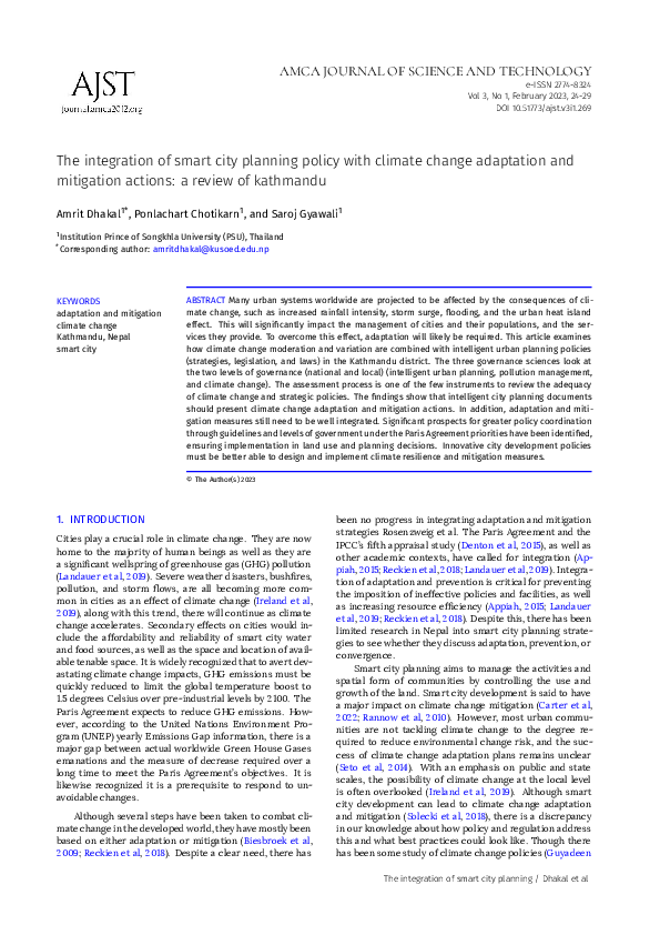 (PDF) The integration of smart city planning policy with climate change ...