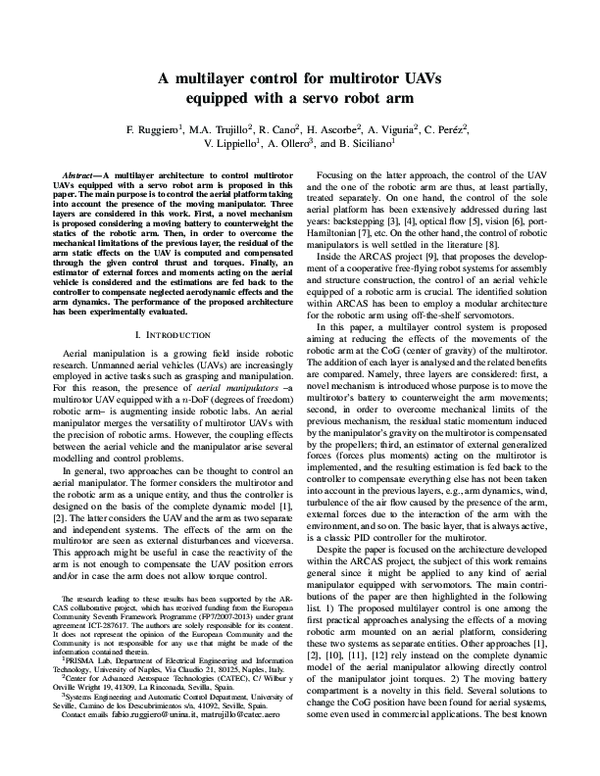 (PDF) A multilayer control for multirotor UAVs equipped with a servo ...
