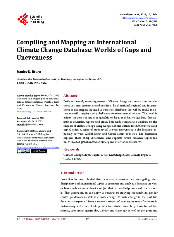 (PDF) Compiling and Mapping an International Climate Change Database ...