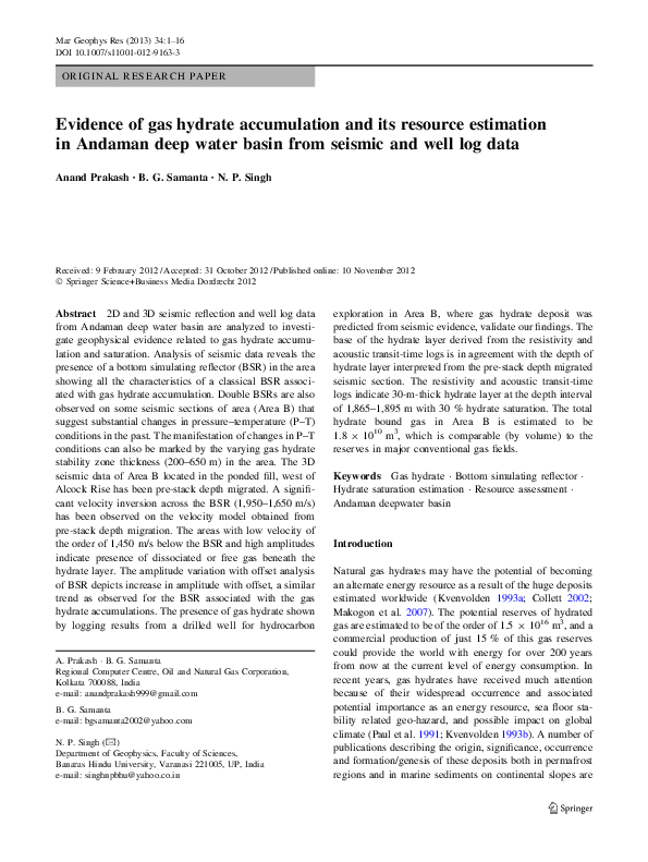 (PDF) Evidence of gas hydrate accumulation and its resource estimation ...