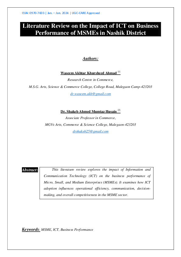 (PDF) Literature Review on the Impact of ICT on Business Performance of ...