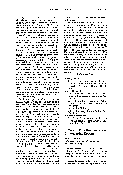 (PDF) A Note on Data Presentation in Ethnographic Reports