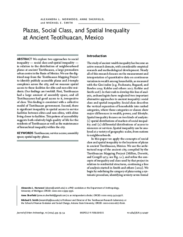 (PDF) Plazas, Social Class, and Spatial Inequality at Ancient ...