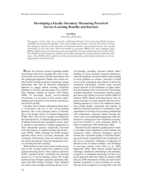 (PDF) Developing a Faculty Inventory Measuring Perceived Service ...
