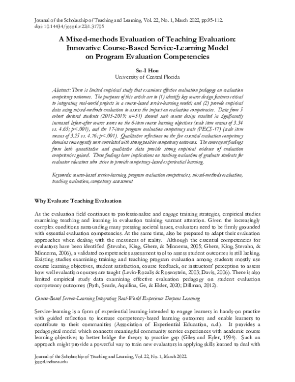 (PDF) A Mixed Methods Evaluation of Teaching Evaluation: Innovative ...