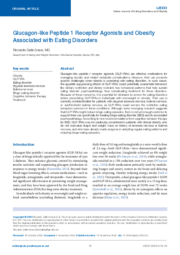 (PDF) Glucagon-like Peptide 1 Receptor Agonists and Obesity Associated ...