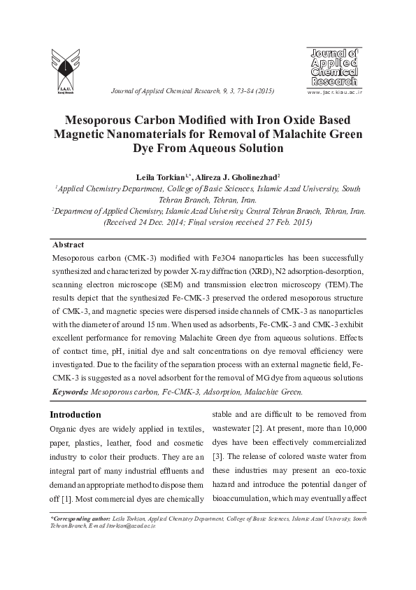 (PDF) Mesoporous Carbon Modified with Iron Oxide Based Magnetic ...
