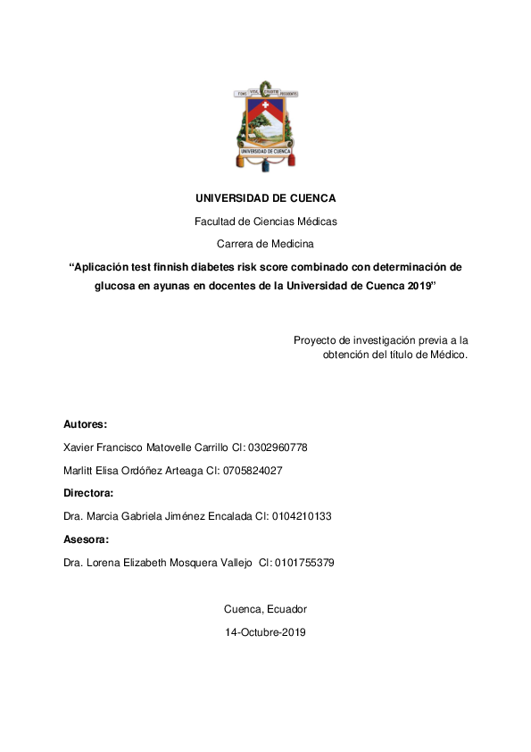 (PDF) Aplicación test finnish diabetes risk score combinado con ...