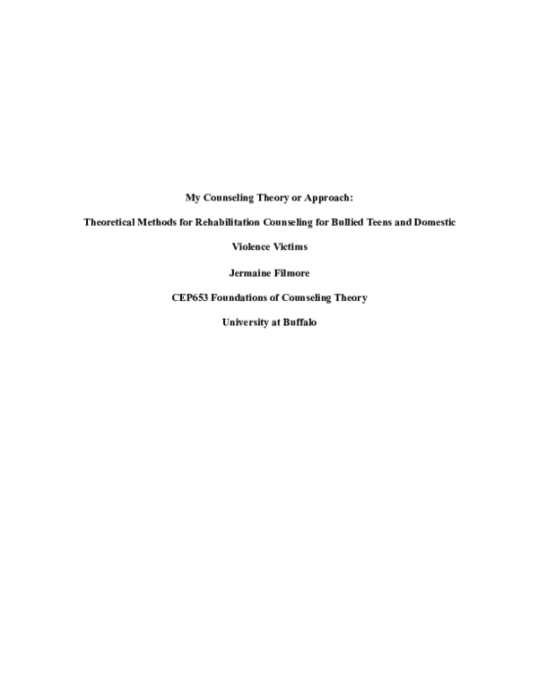 (PDF) My Counseling Theory or Approach: Theoretical Methods for Rehabilitation Counseling for ...