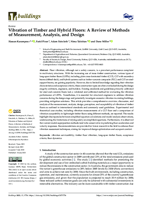 (PDF) Vibration of Timber and Hybrid Floors: A Review of Methods of ...
