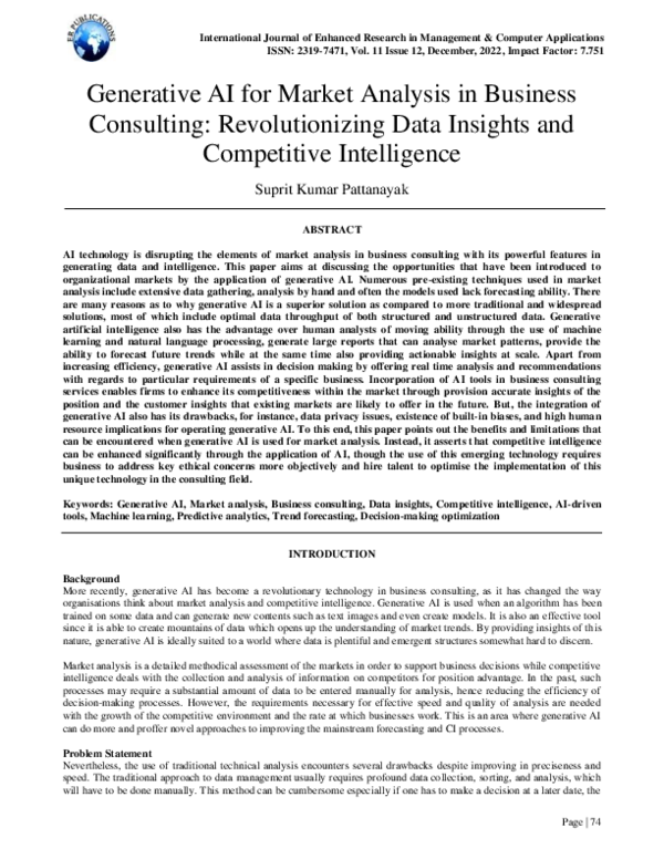 (PDF) Generative AI for Market Analysis in Business Consulting ...