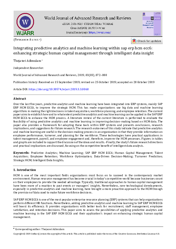(PDF) Integrating predictive analytics and machine learning within sap ...