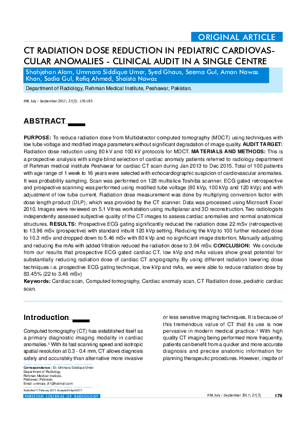 (PDF) CT Radiation Dose Reduction In Pediatric Cardiovascular Anomalies ...