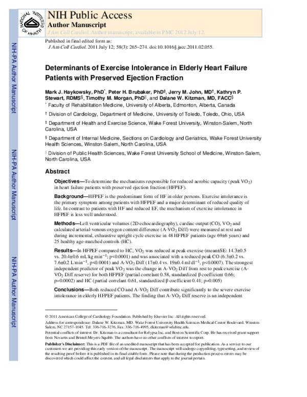(PDF) Determinants of Exercise Intolerance in Elderly Heart Failure ...