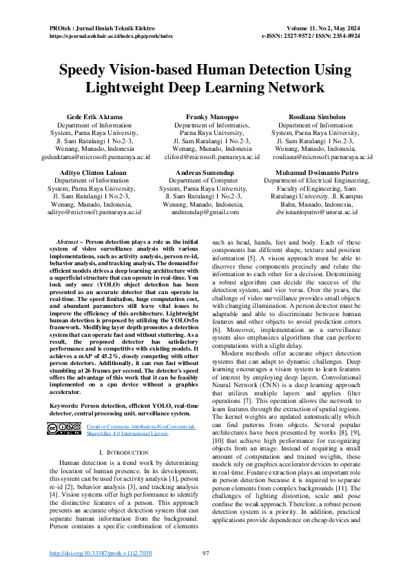 (PDF) Speedy Vision-based Human Detection Using Lightweight Deep ...