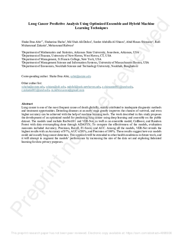 (PDF) Lung Cancer Predictive Analysis Using Optimized Ensemble and ...