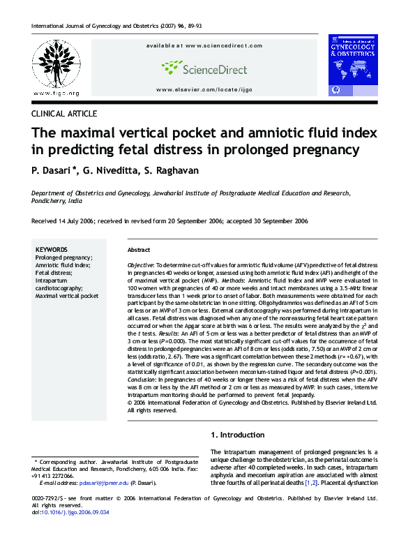 (PDF) The maximal vertical pocket and amniotic fluid index in ...