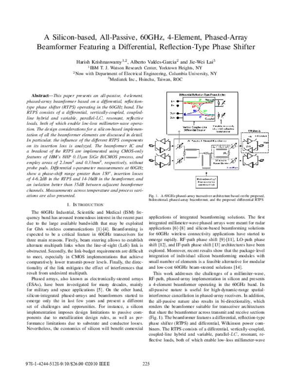 (PDF) A silicon-based, all-passive, 60 GHz, 4-element, phased-array ...