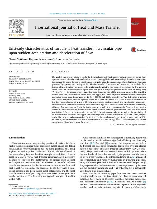 (PDF) Unsteady characteristics of turbulent heat transfer in a circular ...