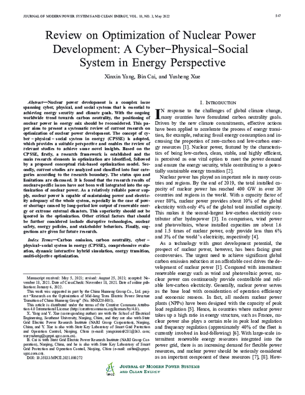 (PDF) Review on Optimization of Nuclear Power Development: A Cyber ...
