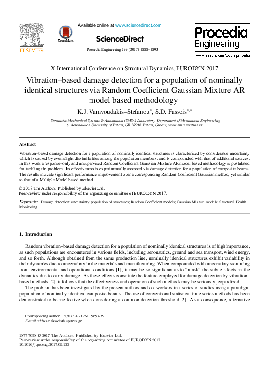 (PDF) Vibration-based damage detection for a population of nominally ...