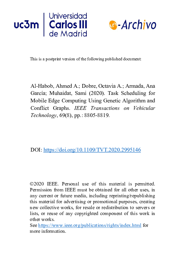 (PDF) Task Scheduling for Mobile Edge Computing Using Genetic Algorithm ...
