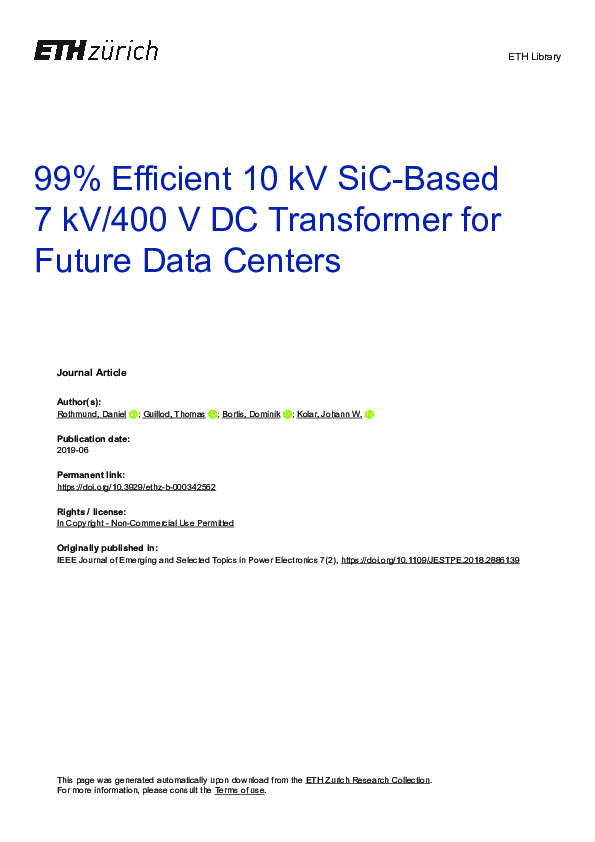 (PDF) 99% Efficient 10 kV SiC-Based 7 kV/400 V DC Transformer for ...
