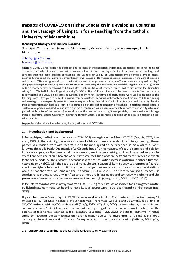 (PDF) Impacts of COVID-19 on Higher Education in Developing Countries ...