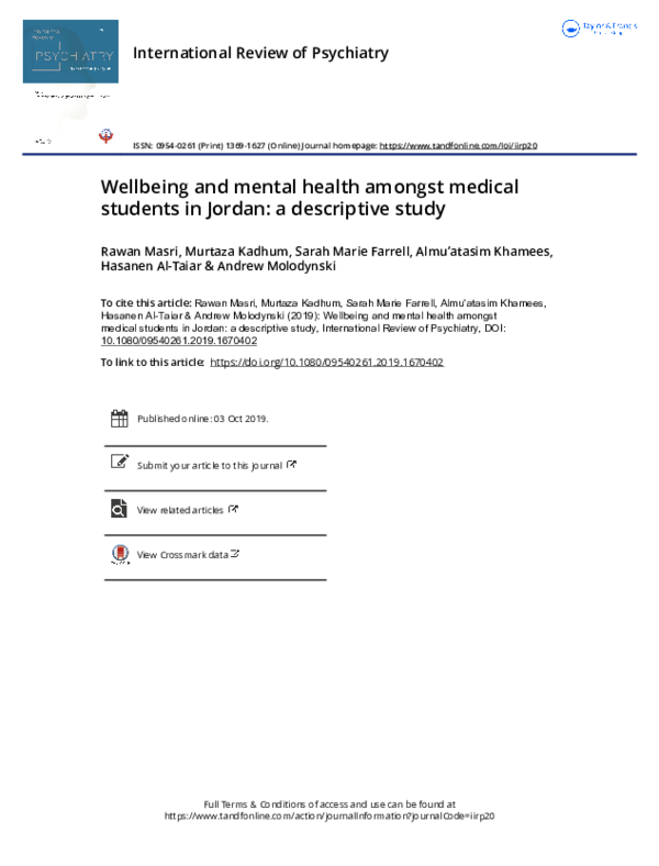 (PDF) Wellbeing and mental health amongst medical students from Hong Kong