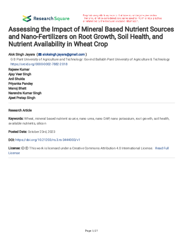 (PDF) Assessing the Impact of Mineral Based Nutrient Sources and Nano ...