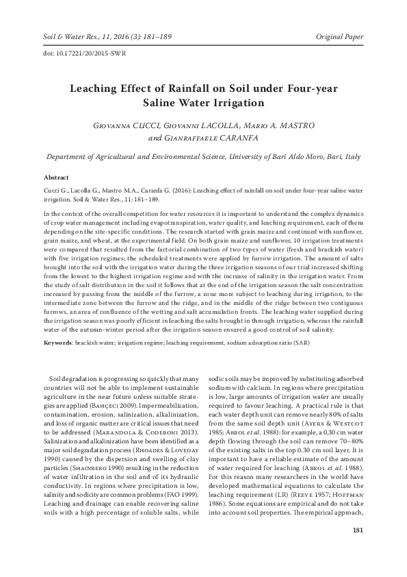 (PDF) Leaching effect of rainfall on soil under four-year saline water ...