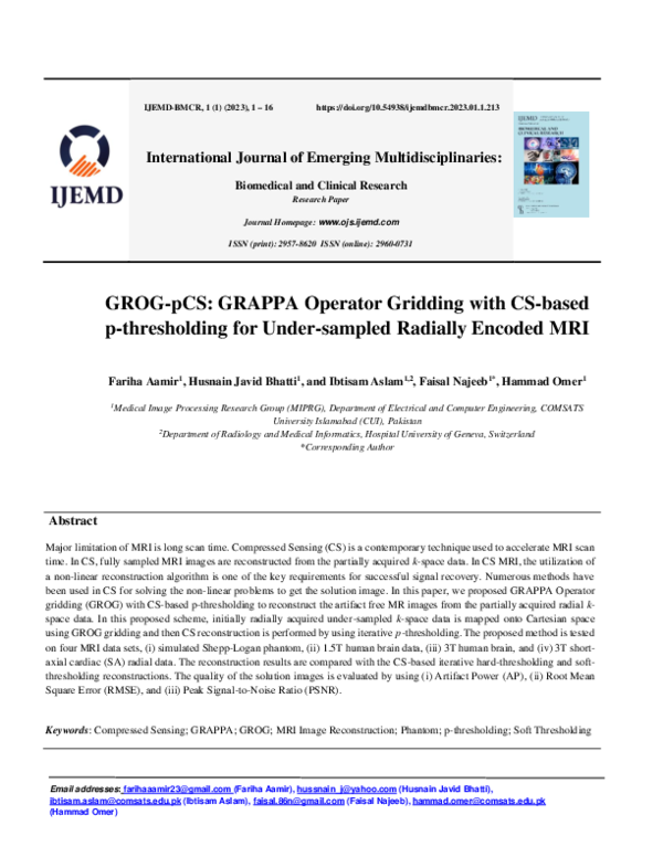 (PDF) GROG-pCS: GRAPPA Operator Gridding with CS-based p-thresholding ...