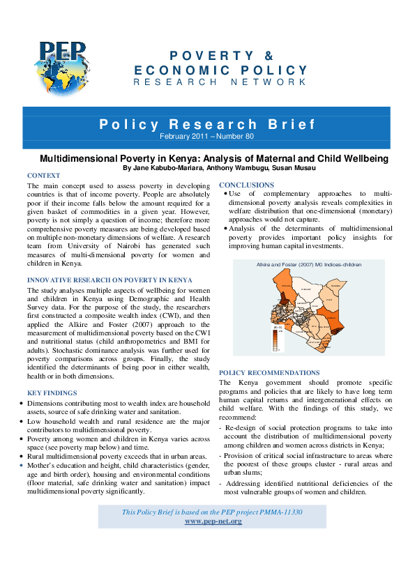 (PDF) Multidimensional poverty in Kenya: Analysis of maternal and child ...