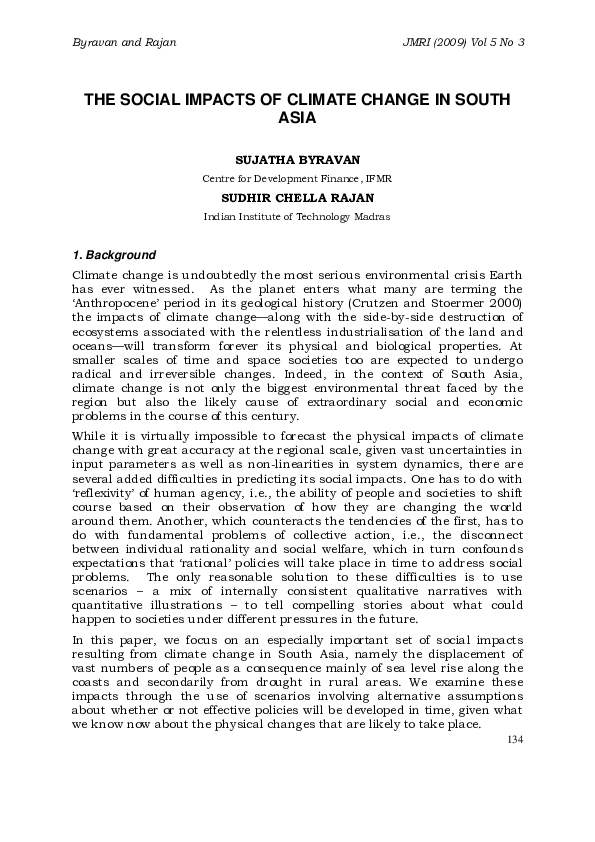 (PDF) The Social Impacts of Climate Change in South Asia