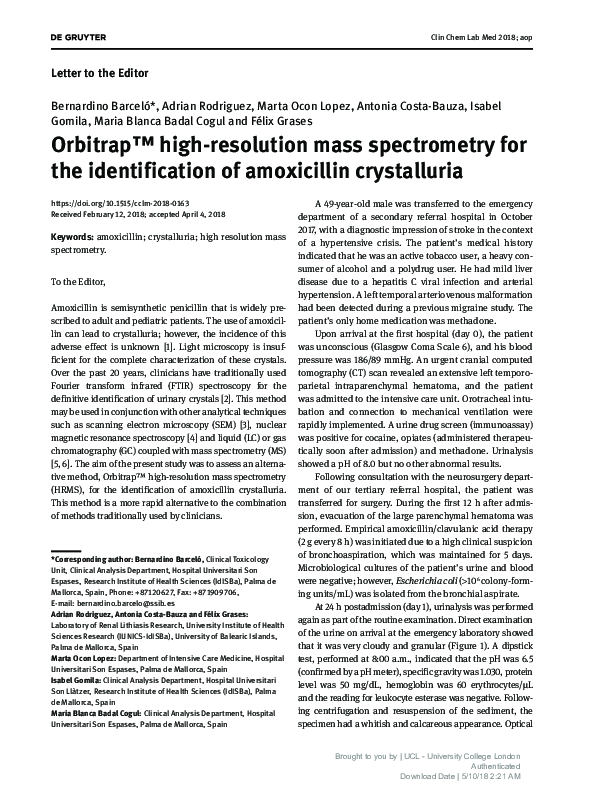 (PDF) Orbitrap™ high-resolution mass spectrometry for the ...
