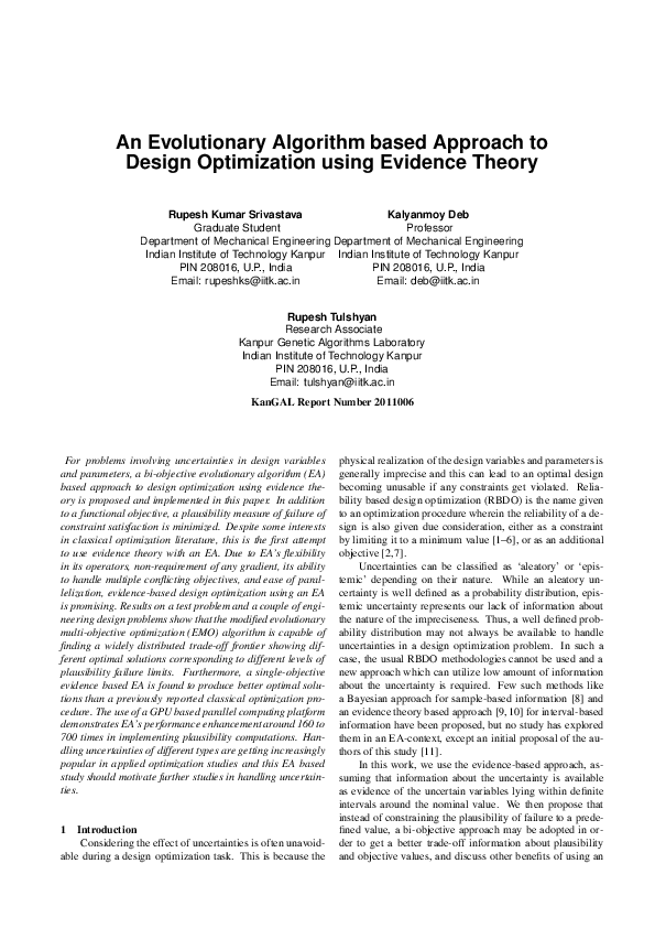 (PDF) An Evolutionary Algorithm Based Approach to Design Optimization ...