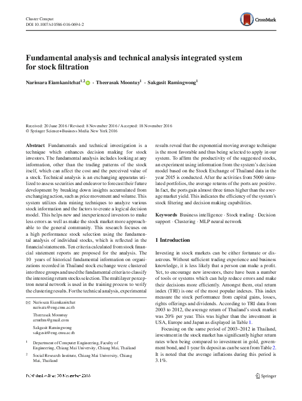 (PDF) Fundamental analysis and technical analysis integrated system for ...