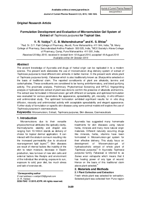 (PDF) Formulation Development and Evaluation of Microemulsion Gel ...