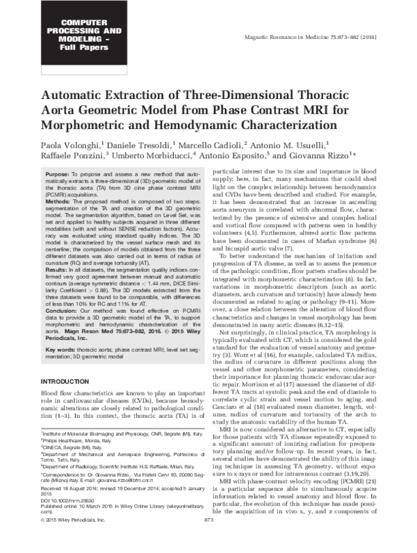 (PDF) Automatic extraction of three‐dimensional thoracic aorta ...